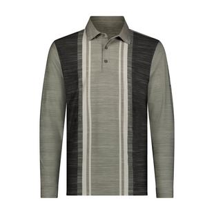 Men's Vertical Stripes Melange Long Sleeve Polo